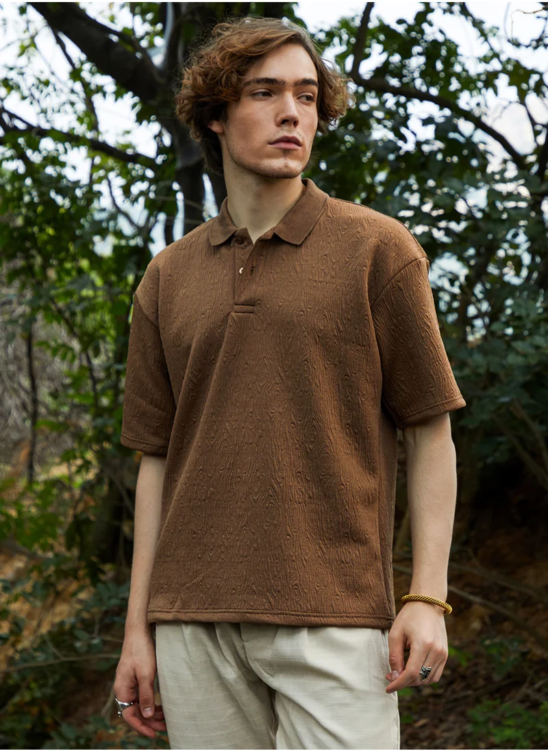 كامبوس سوترا Men's Chestnut Brown Ripple-Tactile T-Shirt