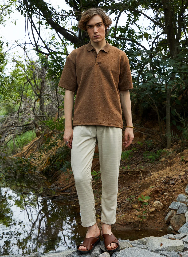 كامبوس سوترا Men's Chestnut Brown Ripple-Tactile T-Shirt