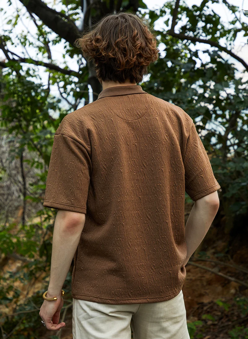 كامبوس سوترا Men's Chestnut Brown Ripple-Tactile T-Shirt