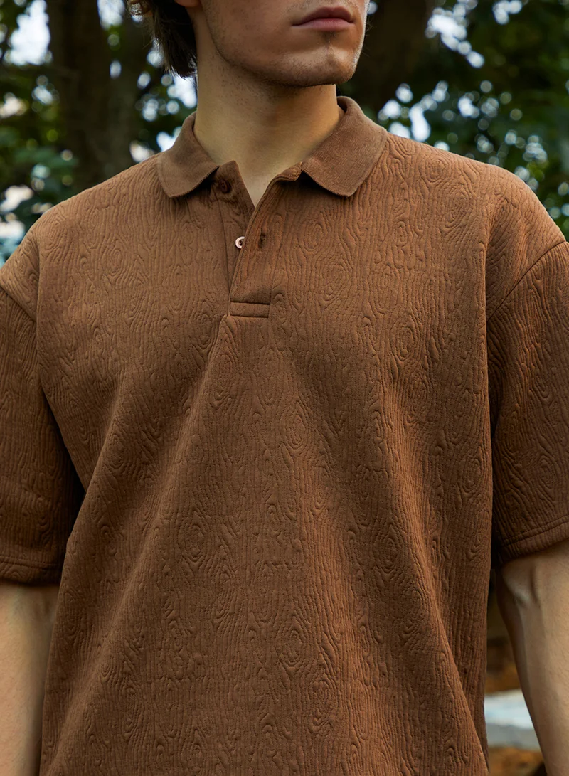 كامبوس سوترا Men's Chestnut Brown Ripple-Tactile T-Shirt