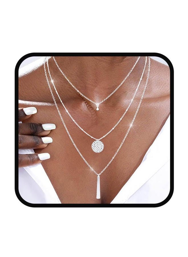 Yalice Multi Layered Necklace Chain Bar Pendant Necklaces Sequins Disc Fashion Jewelry for Women, 45 centimeters, Metal, alloy - Image 1