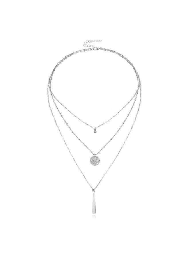 Yalice Multi Layered Necklace Chain Bar Pendant Necklaces Sequins Disc Fashion Jewelry for Women, 45 centimeters, Metal, alloy - Image 2