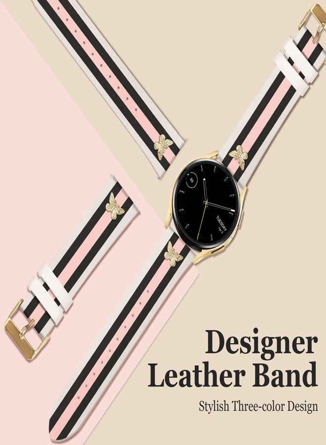 موينسبير أساور MOINSPIRE الجلدية المصممة مع تعليقات، متوافقة مع ساعات سامسونج جالاكسي 7/6/5/4/Active 2 (40 مم، 44 مم)/Watch 6 Classic (43 مم، 47 مم)/Watch 5 Pro (45 مم)/Watch 4 Classic (42 مم، 46 مم، 20 مم) - Image 3