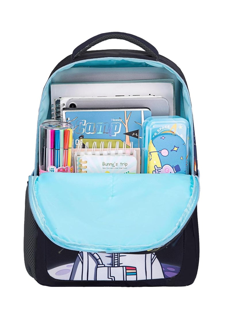 Frantic Waterproof Polyester 26 L 2 Compartment School Backpack with Pencil/Staionery Pouch School Bag Daypack Picnic Bag For School Going Boys & Girls (BK_Blue_Astronaut_24_B) - Image 4