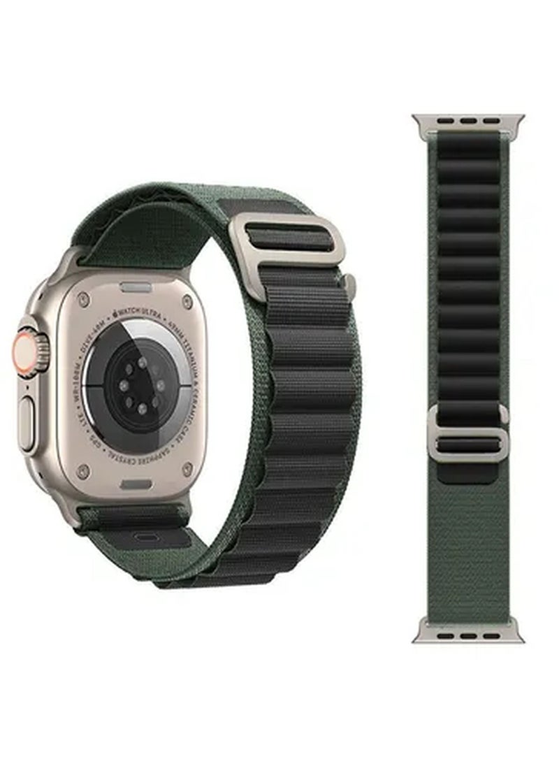 Rabos - Apple Watch Alpine Loop Band 49mm/45mm/44mm Nylon Woven Sport Strap Compatible with iWatch Series 8/Ultra/7/SE/6/5/4/3/2/1 Black/Green - Image 1