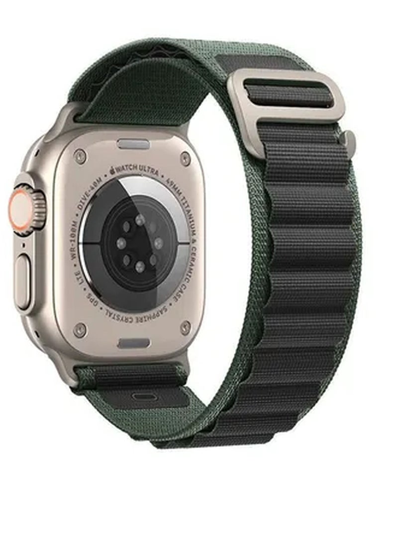 Rabos - Apple Watch Alpine Loop Band 49mm/45mm/44mm Nylon Woven Sport Strap Compatible with iWatch Series 8/Ultra/7/SE/6/5/4/3/2/1 Black/Green - Image 1