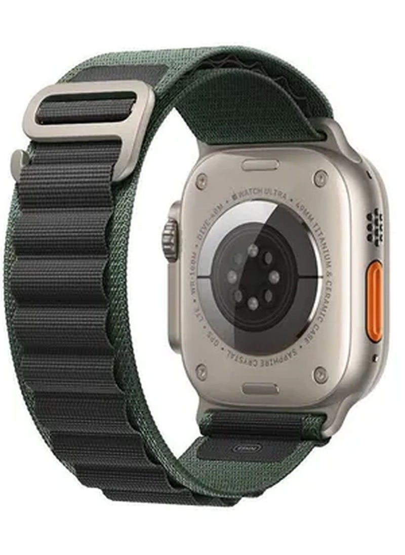 Rabos - Apple Watch Alpine Loop Band 49mm/45mm/44mm Nylon Woven Sport Strap Compatible with iWatch Series 8/Ultra/7/SE/6/5/4/3/2/1 Black/Green - Image 1