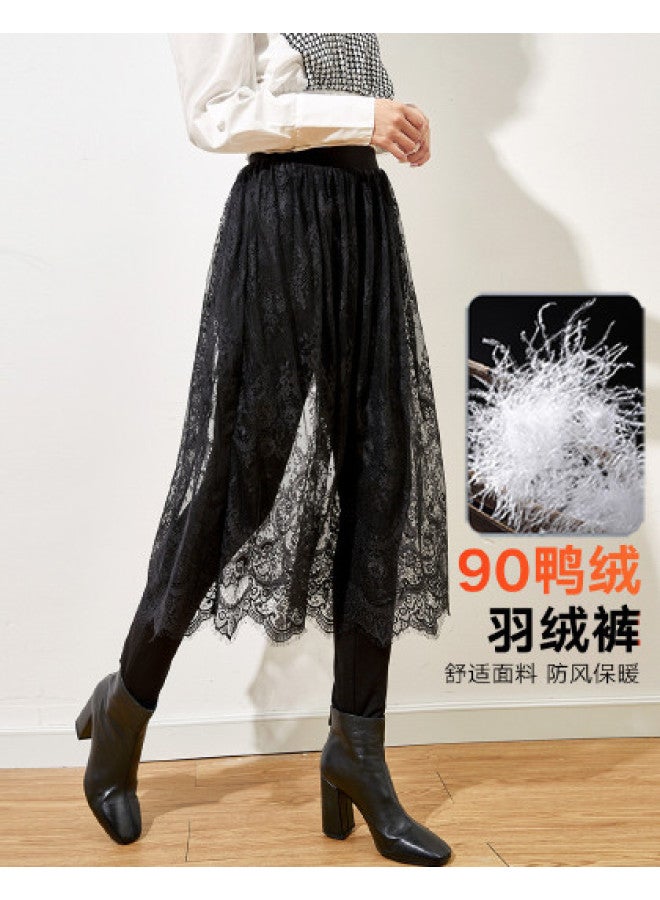 YaYa Cold-resistant Slim-fit Women's Solid Color Versatile Casual Pants Winter Warmth Cold-resistant Fashion Comfortable Down-filled Black Pants - Image 1