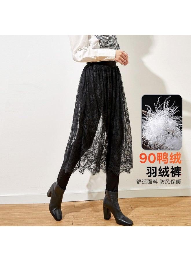 YaYa Cold-resistant Slim-fit Women's Solid Color Versatile Casual Pants Winter Warmth Cold-resistant Fashion Comfortable Down-filled Black Pants - Image 2