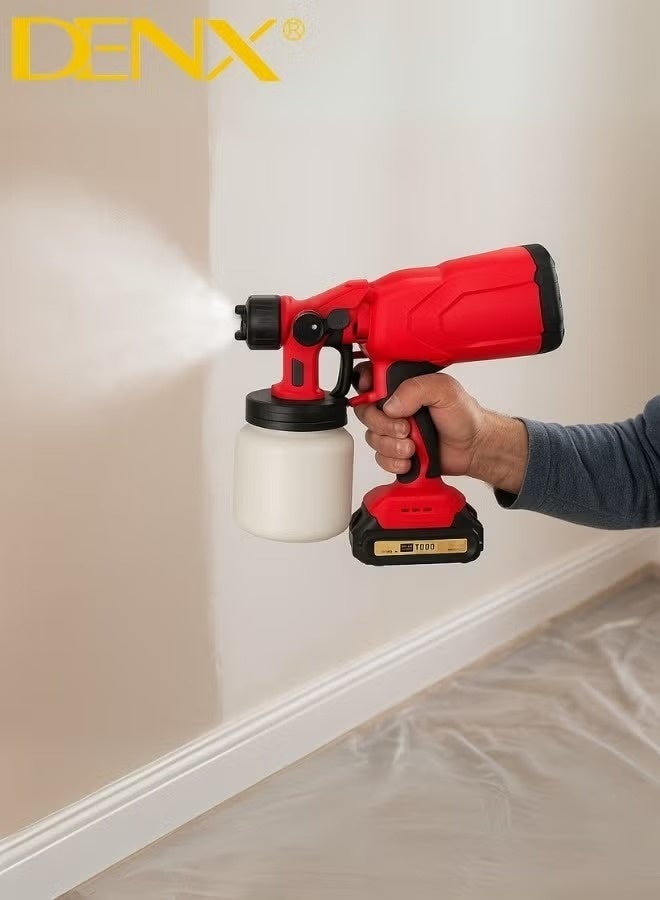 دينكس مسدس الرش الكهربائي متعدد الاستخدامات مع بطارية اضافية DENX DX3315 – تصميم احترافي يعمل بالبطارية لرش الطلاء والدهانات والزيوت والورنيش بسهولة وسرعة – خفيف الوزن ومزود بخزان عملي وملحقات متكاملة للتنظيف والتعبئة، مثالي لدهان الجدران، الأثاث، الأسطح المعدنية والخشبية بلمسة احترافية وبدون مجهود - Image 2