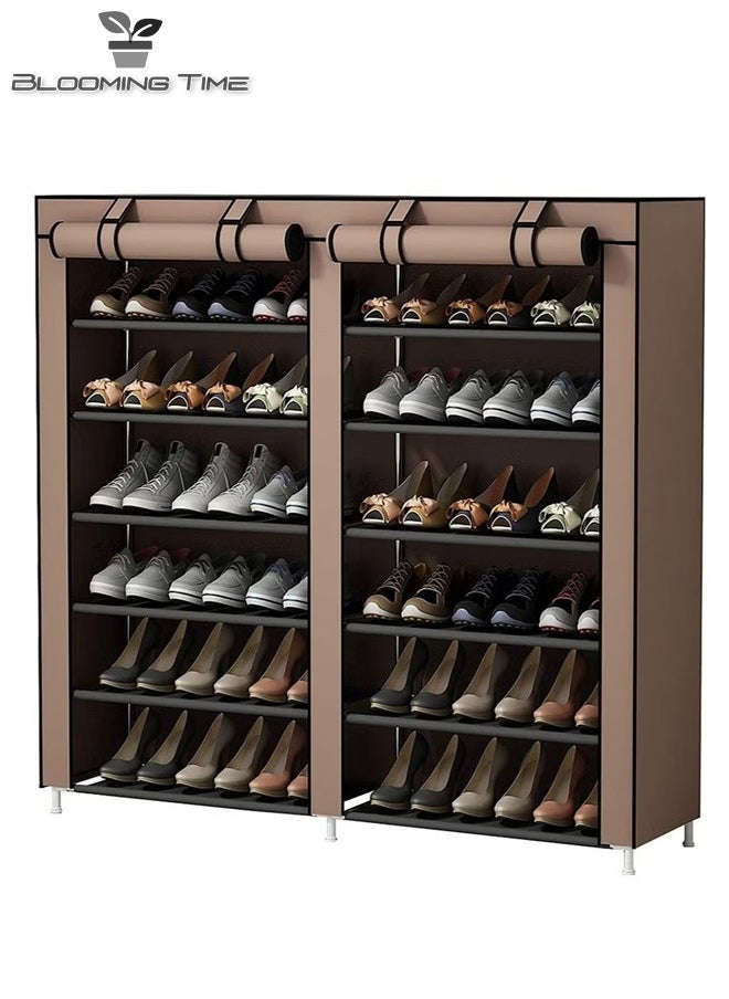 BLOOMING TIME 12-Layer Double Row Dustproof Non-Woven Simple Shoe Rack Saves Space  - Image 1