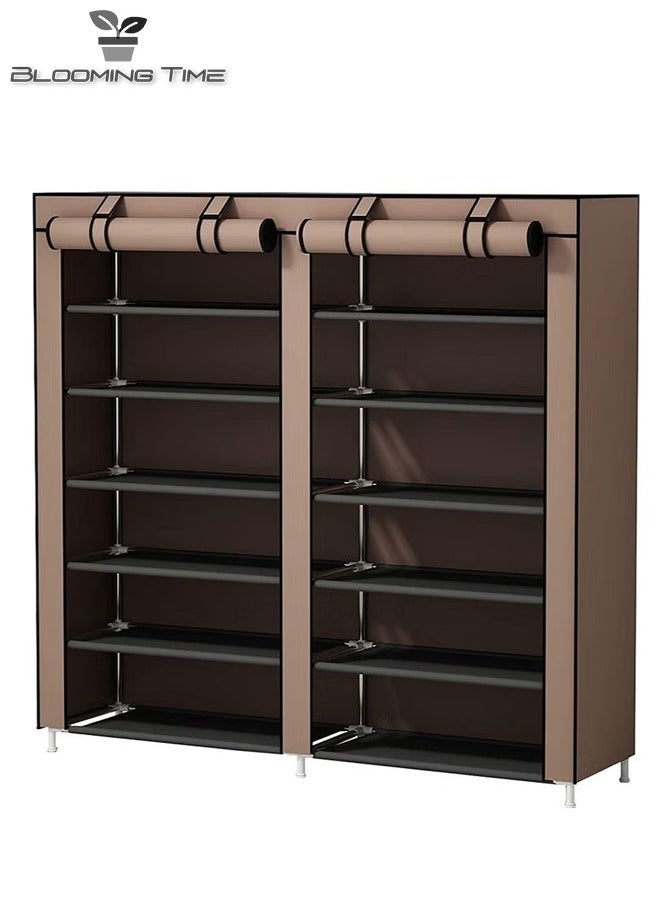 BLOOMING TIME 12-Layer Double Row Dustproof Non-Woven Simple Shoe Rack Saves Space  - Image 2