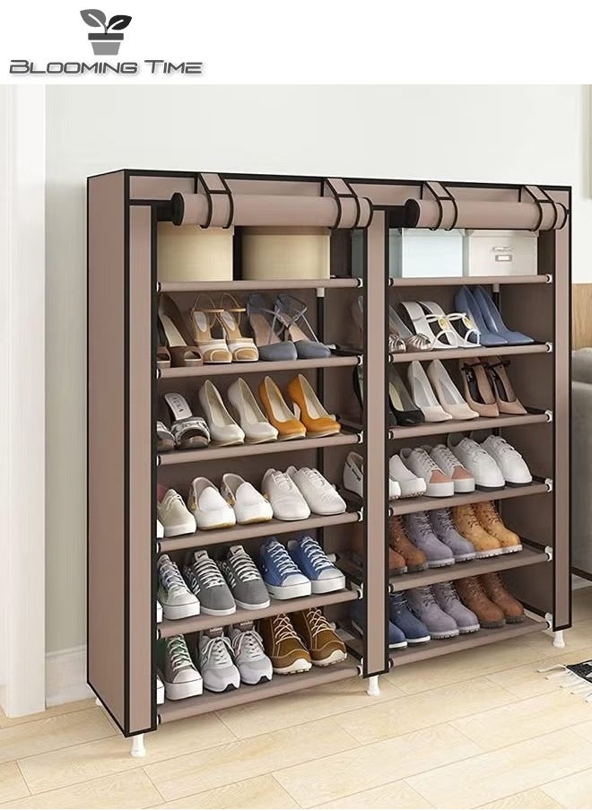 12-Layer Double Row Dustproof Non-Woven Simple Shoe Rack Saves Space