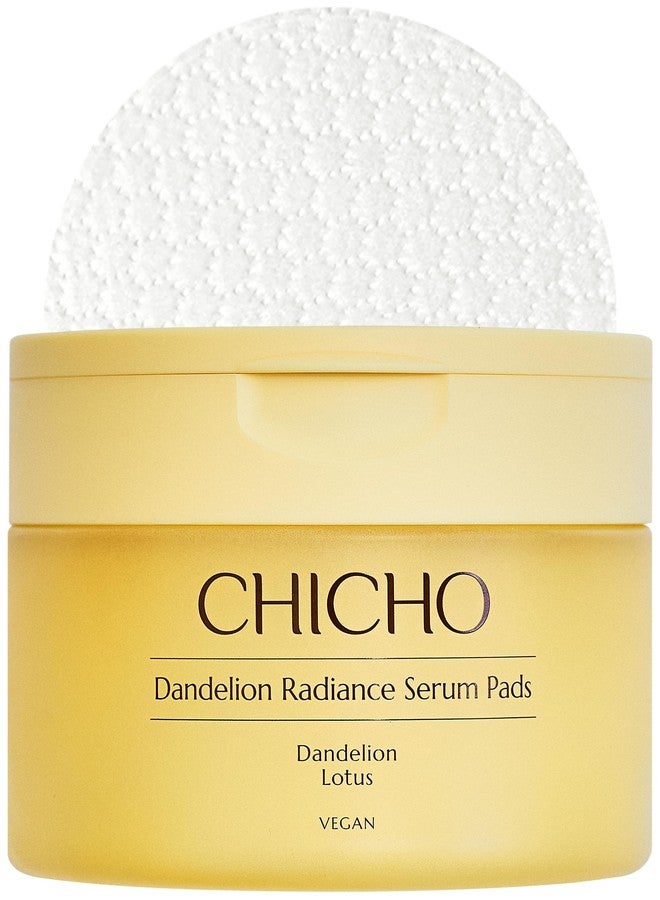 CHICHO Dandelion Radiance Serum Pads (90 Pads) – Jumbo 8cm Quick Mask Toner Pads – 80.2% Dandelion Biome + Lotus, Vegan pH 5.2, Sensitive Skin - Image 1