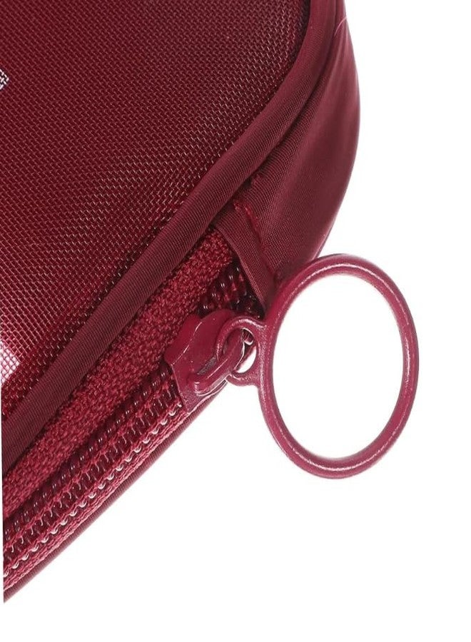 Clickswift® Mesh Makeup Pouch Small Zipper Cosmetic Bags for Women Square Fashion Lipstick Pouches for Women, Nylon Mini Cash Toiletry Organizer Bag for Daily Accessories - 1pcs (Wine Red) - Image 2