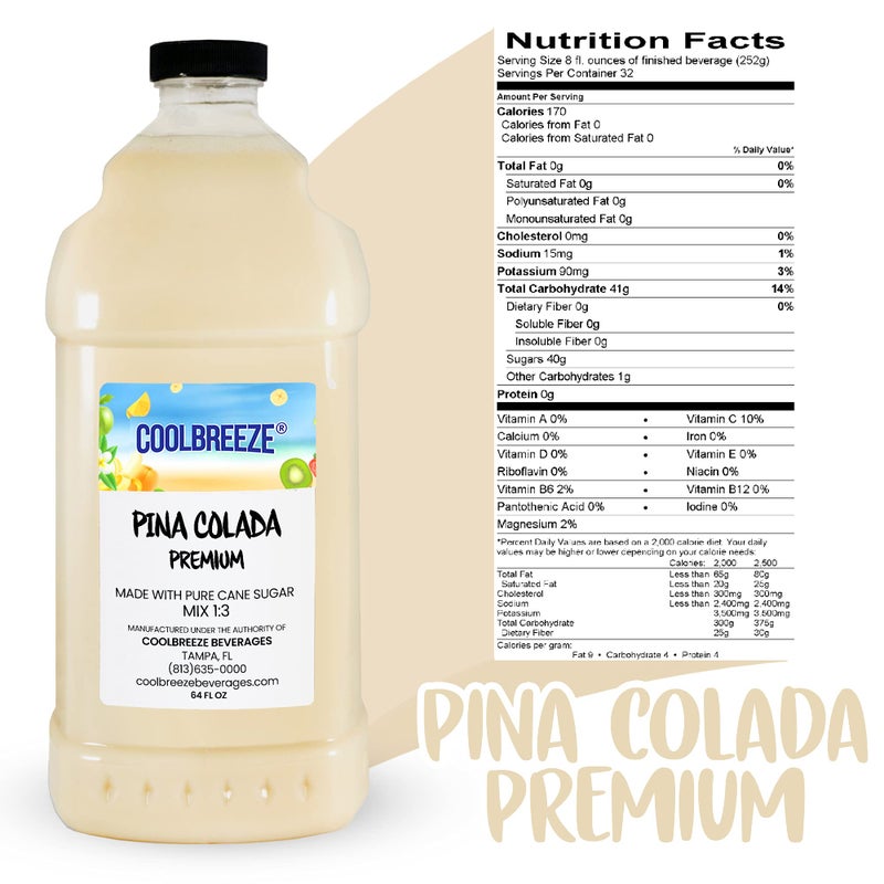 Coolbreeze Beverages Premium Frozen Drink Machine Flavor Syrup Granita Slush Mix - 1/2 Gallon Bottle (Pina Colada) - Image 2