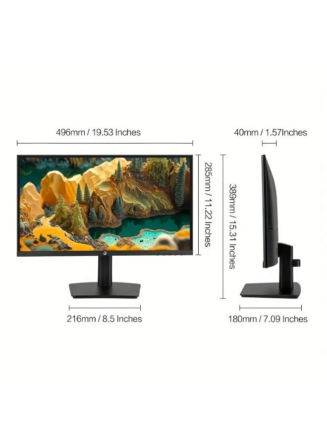 SD20VF-VE 21.5-Inch 1080P FHD for 16:9 Widescreen Monitor, Low Blue Light / 75Hz / 72%NTSC / HDTV&VGA, Support Wall Hanging, Computer Monitor for Gaming & Home & Office - Image 1