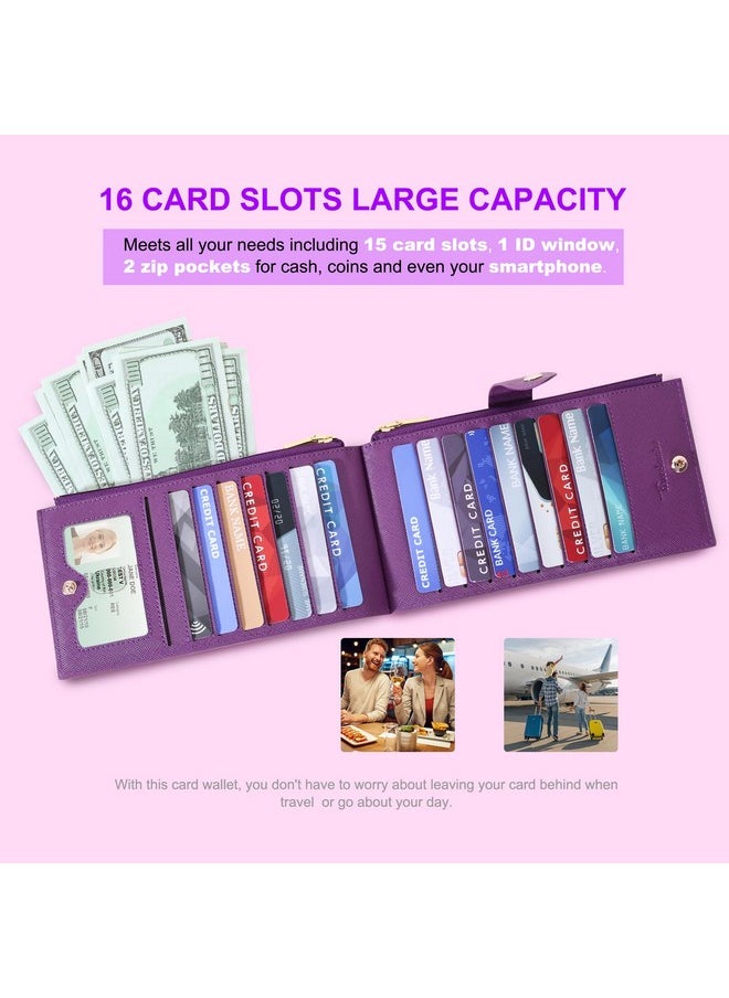 Travelambo - Rfid Wallet Women Large Size Bifold Multi Card Wallet Case With Zipper Pocke Credit Card Holder For Women - Image 1