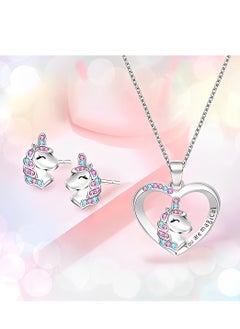SYNSYB Unicorns Gifts for Girls,Unicorn Necklace and Earrings Set for Women Girls Pretty Jewellery With box gift for Daughter Granddaughter Niece  - Image 3