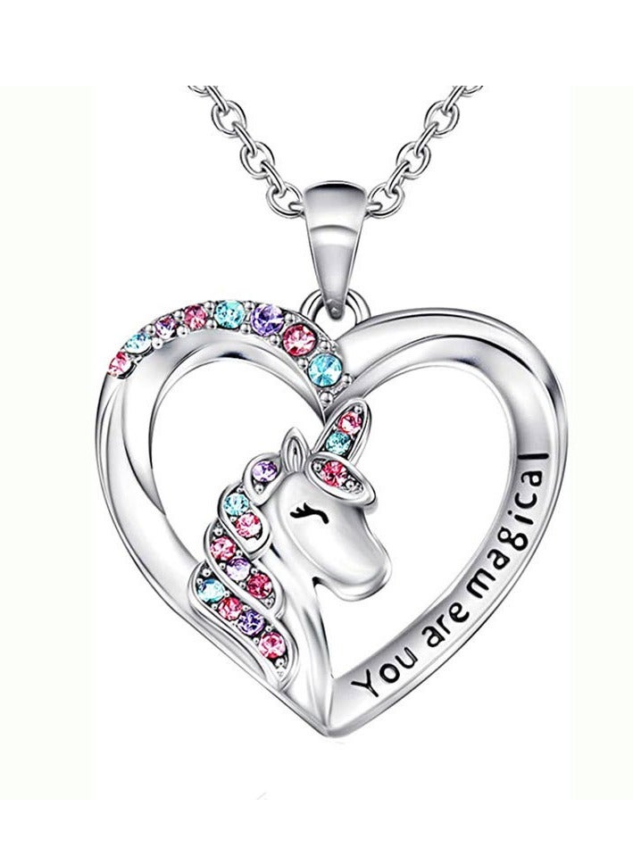 SYNSYB Unicorns Gifts for Girls,Unicorn Necklace and Earrings Set for Women Girls Pretty Jewellery With box gift for Daughter Granddaughter Niece - Image 4
