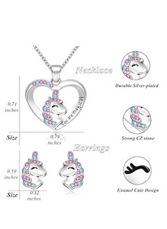 SYNSYB Unicorns Gifts for Girls,Unicorn Necklace and Earrings Set for Women Girls Pretty Jewellery With box gift for Daughter Granddaughter Niece  - Image 5