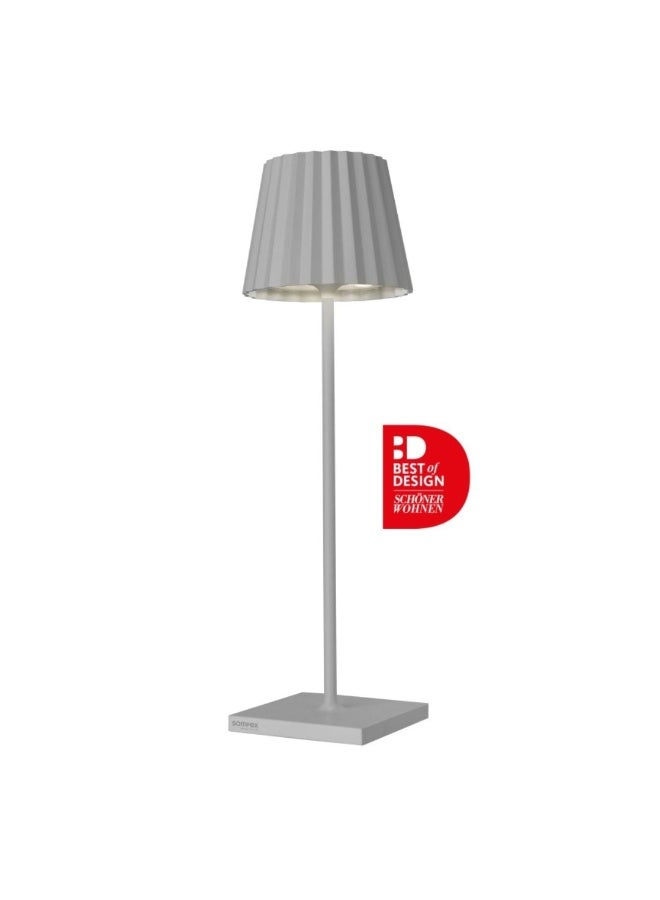 Sompex Troll 2.0 LED Table Lamp | IP54 (splash and dust proof) | 2 warm white light colours | Stepless touch dimmer | Wireless Indoor & Outdoor | Aluminium | Brightness memory | H 38 cm - Grey - Image 1