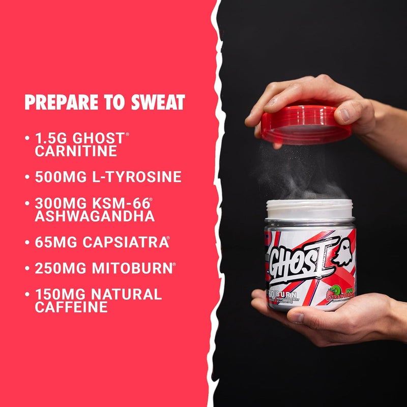 Ghost مسحوق إدارة الوزن GHOST Burn بنكهة الكيوي والفراولة 60 حصة دعم الأيض والطاقة للرجال والنساء كافيين طبيعي L-Carnitine L-Tyrosine خالي من السكر نباتي - Image 3