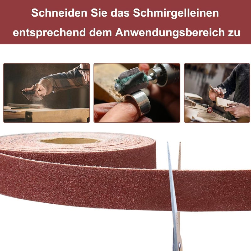 Shineboc Emery Cloth Roll 120 Grit Continuous Sandpaper Roll 1"" X 85 Feet Sandpaper Roll For Wood Furniture Finishing Metal Sanding Automotive Polishing - Image 3