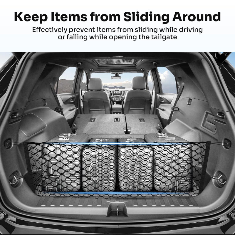 Canvcle Trunk Cargo Net for 2018-2025 2026 Chevy Equinox & GMC Terrain Accessories Envelope Style Mesh Trunk Net Organizer and Storage Stretchable Elastic Nylon Rear Cargo Netting with Hooks - Image 5