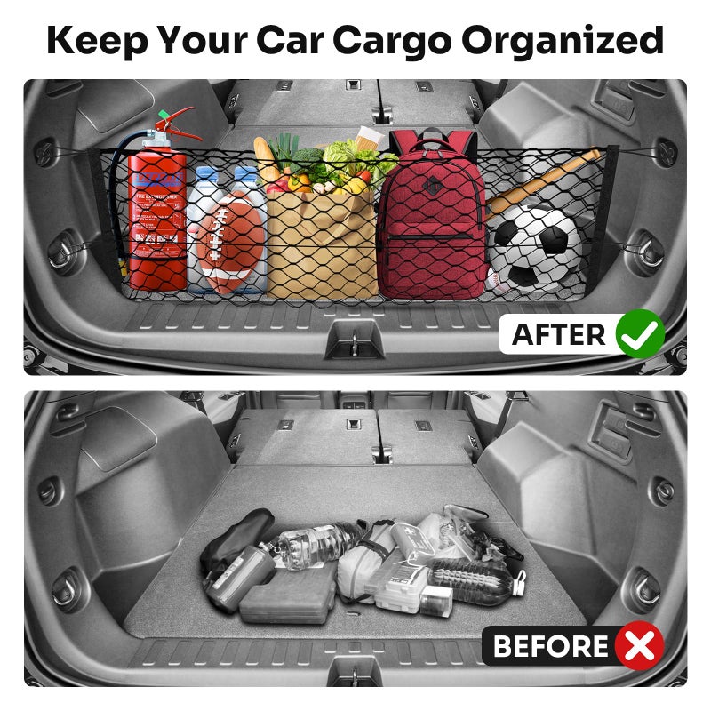 Canvcle Trunk Cargo Net for 2018-2025 2026 Chevy Equinox & GMC Terrain Accessories Envelope Style Mesh Trunk Net Organizer and Storage Stretchable Elastic Nylon Rear Cargo Netting with Hooks - Image 3