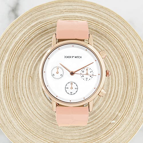 Joker & Witch Boston 33mm White Dial 16mm Pink Faux Leather Watch for Women - Image 5