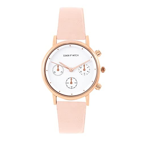 Joker & Witch Boston 33mm White Dial 16mm Pink Faux Leather Watch for Women - Image 1