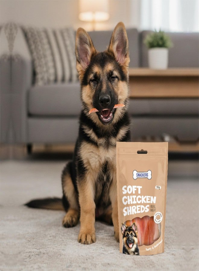 Snackers Soft Chicken Shreds, Dog Treats | Natural High Protein Chews for Dental Health, Strong Muscles & High Energy | Healthy & Tasty Snacks for Puppies & Adult Dogs, 70g - Image 2