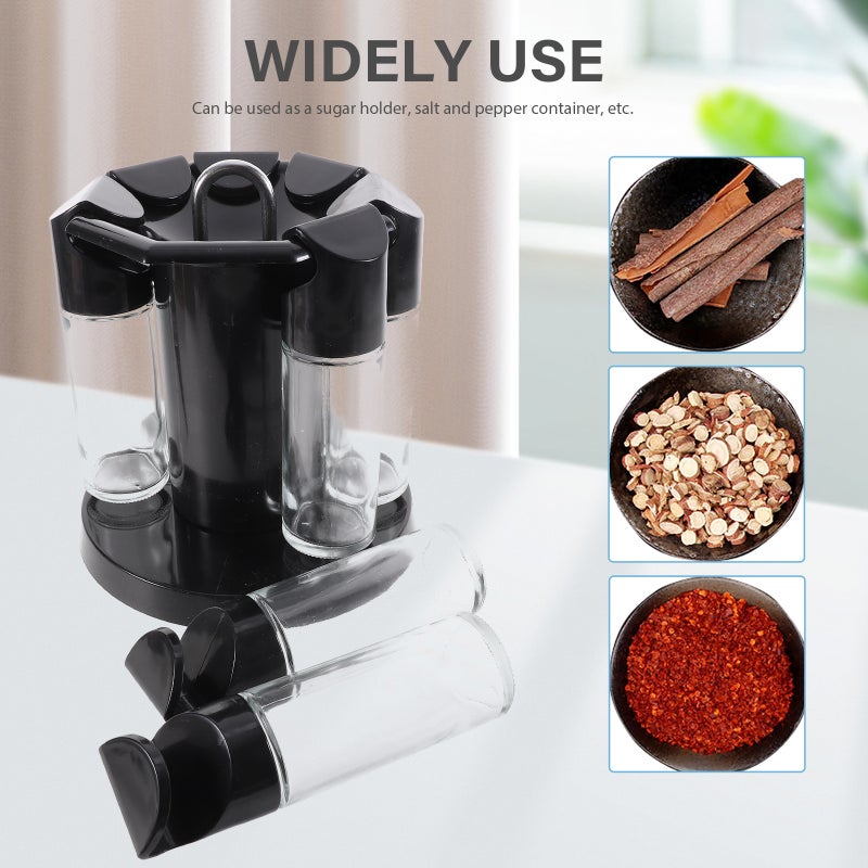 1 Set 360-Degree Rotating Spice Holder Kitchen Barbecue Seasoning Bottles Cruets - Image 3
