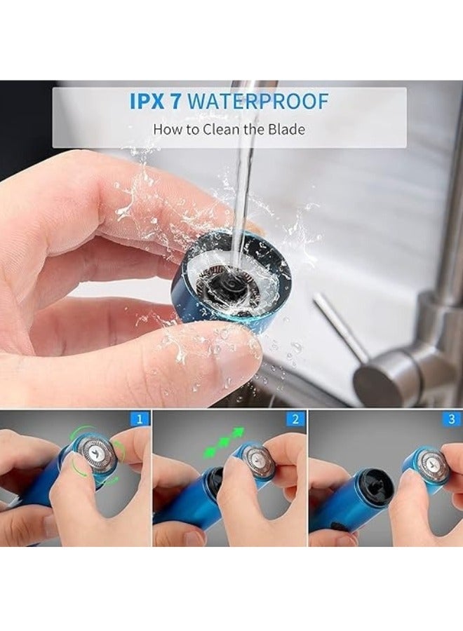 في هونج ماكينة حلاقة كهربائية صغيرة محمولة للرجال، تصميم جيب لاسلكي مقاوم للماء، قابلة للشحن عبر USB، تقنية شفرة دوارة للحلاقة الرطبة والجافة، استخدام يومي وسفر ، (لون عشوائي) - Image 3