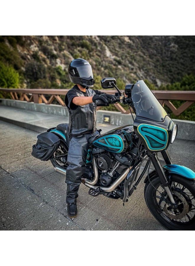 BYKR Leather Motorcycle Chaps for Men & Women Overpants Cowboy Riding Biker Vintage Chap Pants Adjustable Waist & Length (Black, 36 Inch) - Image 2