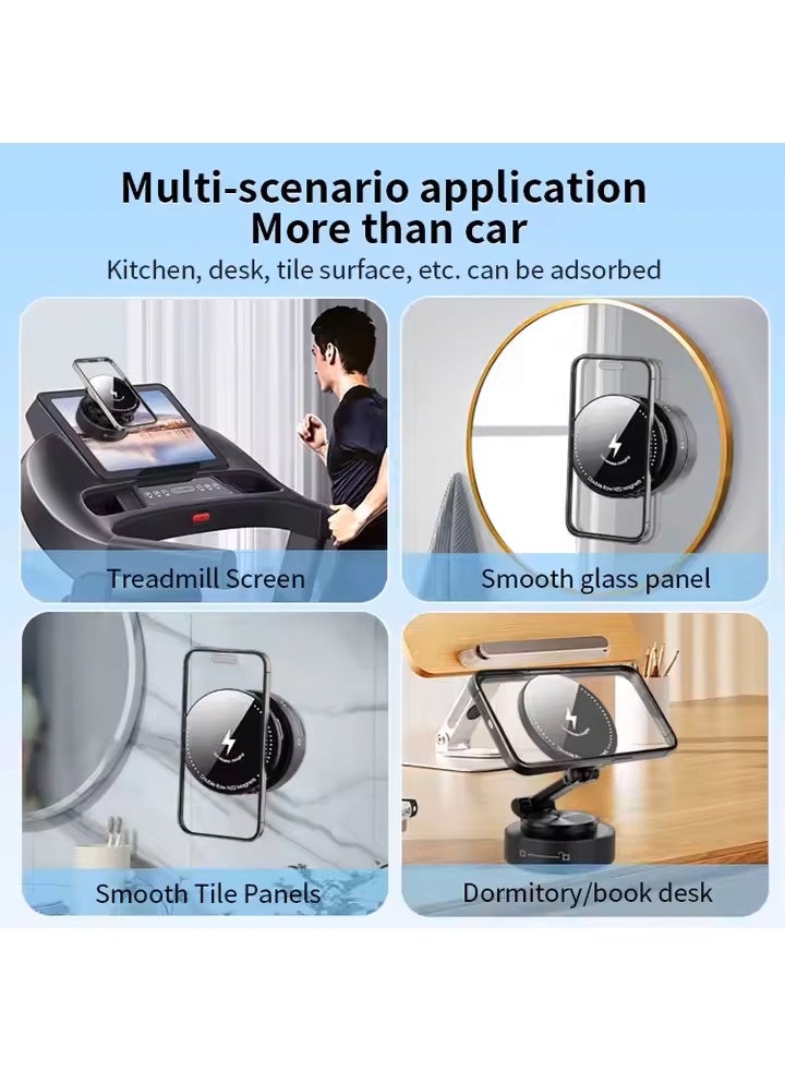 15W Wireless Charge Vacuum Magnetic Car Mounted Folding Mobile Phone Holder Car Dashboard Cell Phones Stand Screen Bracket - Image 3