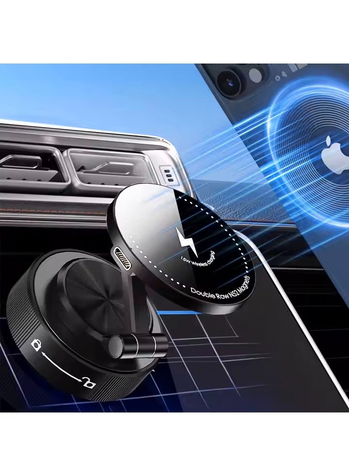 15W Wireless Charge Vacuum Magnetic Car Mounted Folding Mobile Phone Holder Car Dashboard Cell Phones Stand Screen Bracket - Image 2