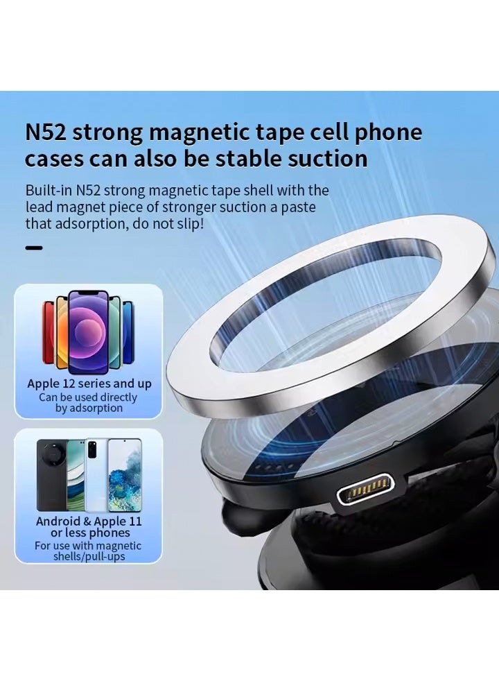 15W Wireless Charge Vacuum Magnetic Car Mounted Folding Mobile Phone Holder Car Dashboard Cell Phones Stand Screen Bracket - Image 5