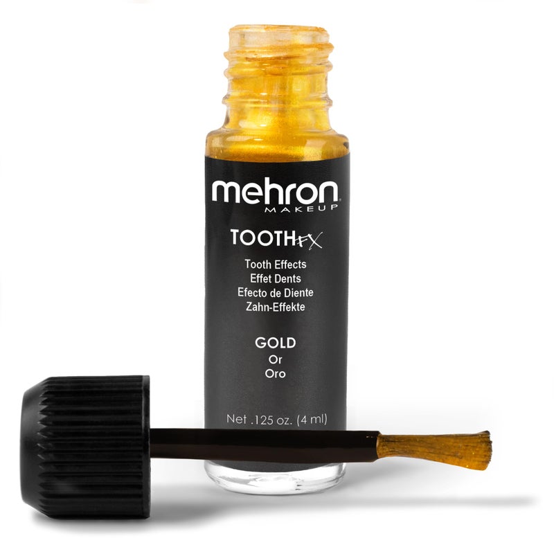 Mehron Makeup Tooth FX Gold Temporary Tooth Paint Perfect for Creating Gold Teeth SFX Pirate Teeth Makeup for Halloween Costume Cosplay Theater 125 oz 4 ml