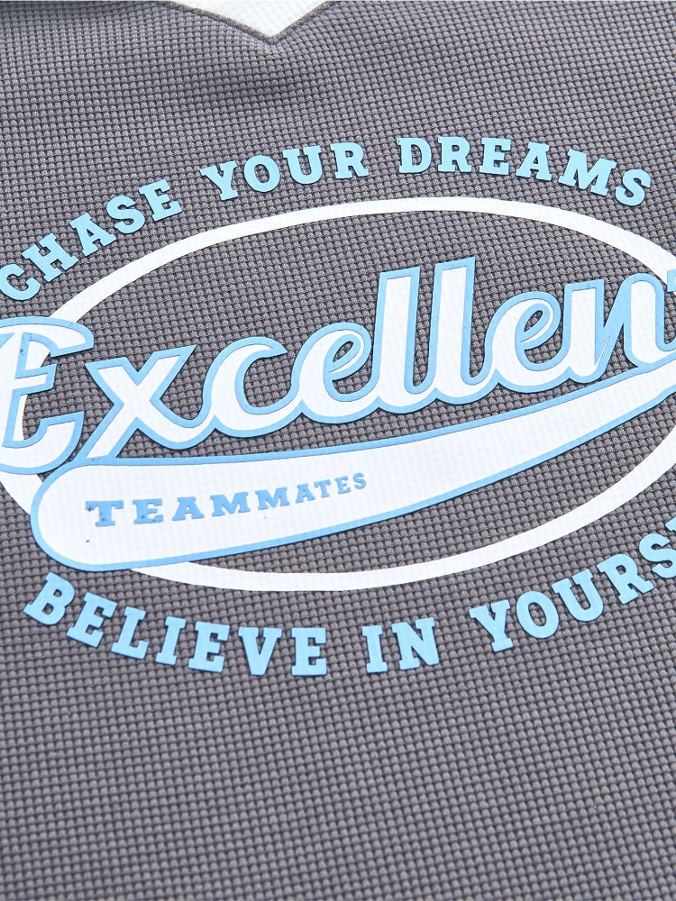 بالابالا تيشيرت بولو بأكمام قصيرة بنسيج منقوش وياقة كلاسيكية متباينة اللون للأولاد - Image 4