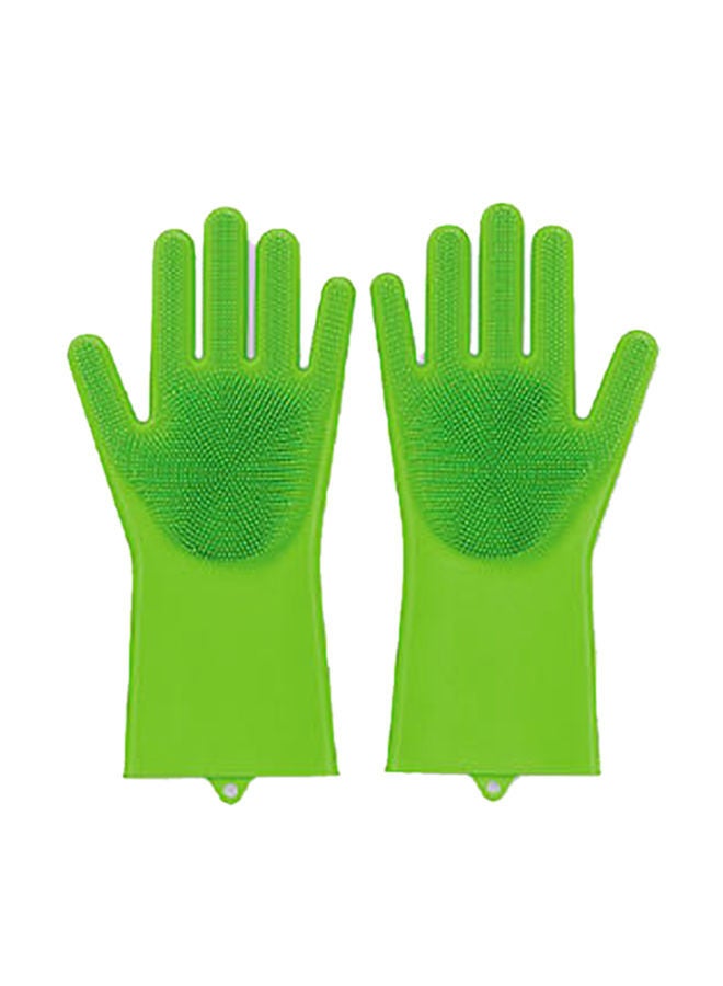 NIBEMINENT Standrad Size Silicone Cleaning Gloves Pair Green 33.5X15cm  - Image 1