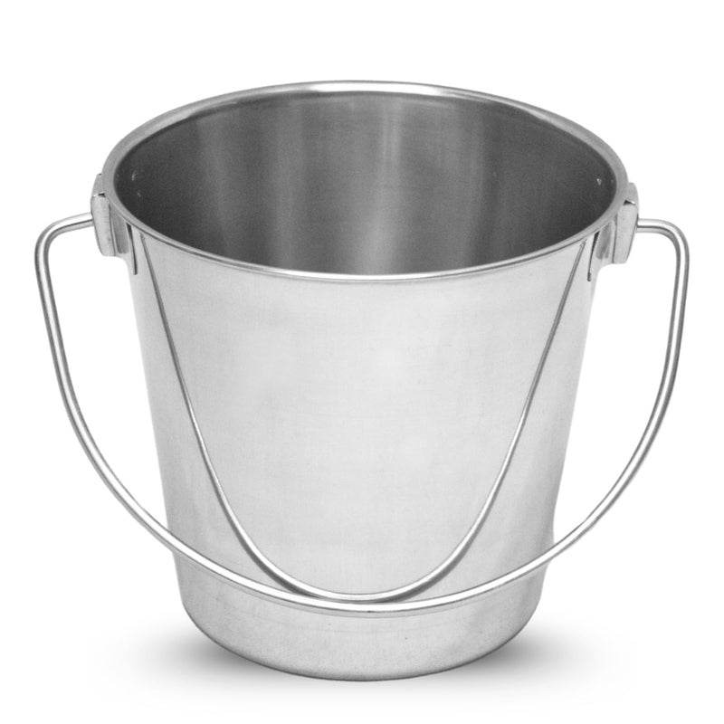 AASPIRE PETS 16 quart Heavy Duty Stainless Steel Round Bucket with Handle | 4 gal Sturdy Food & Water Bowl for XL Dog Goat sheep Horse & Livestock | Fits kennel Crate Cages Farm | Hanging Utility Pail - Image 1