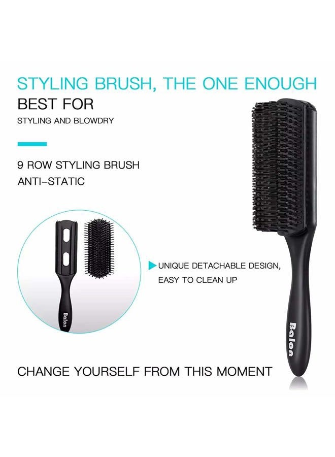 BALON 4Pcs Paddle Hair Brush, Detangling Brush and Hair Comb Set for Men and Women, Great On Wet or Dry Hair, No More Tangle Hairbrush for Long Thick Thin Curly Natural Hair - Image 3