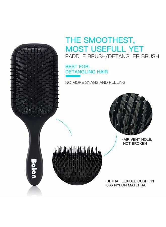 BALON 4Pcs Paddle Hair Brush, Detangling Brush and Hair Comb Set for Men and Women, Great On Wet or Dry Hair, No More Tangle Hairbrush for Long Thick Thin Curly Natural Hair - Image 2