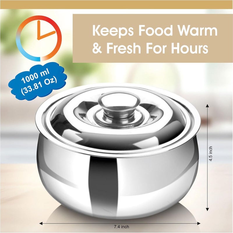 NEXTNOW MAHARANI Stainless Steel Insulated Belly Shape Bell BellyCasserole, Chapati Box-1500ml (1500 ML) - Image 5