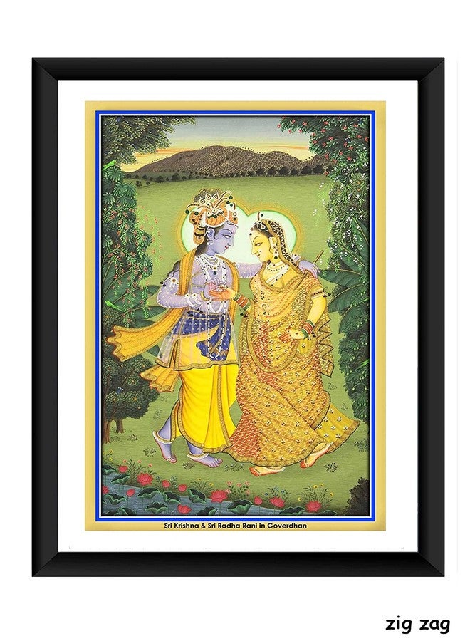 ZIG-ZAG zig zag PICHWAI Painting Picture Framed Size Medium Wall Mount (13.5x9.5, Radha and Krishna) - Image 2