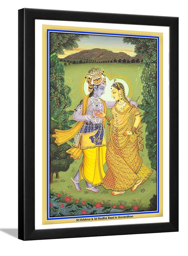 ZIG-ZAG zig zag PICHWAI Painting Picture Framed Size Medium Wall Mount (13.5x9.5, Radha and Krishna) - Image 1