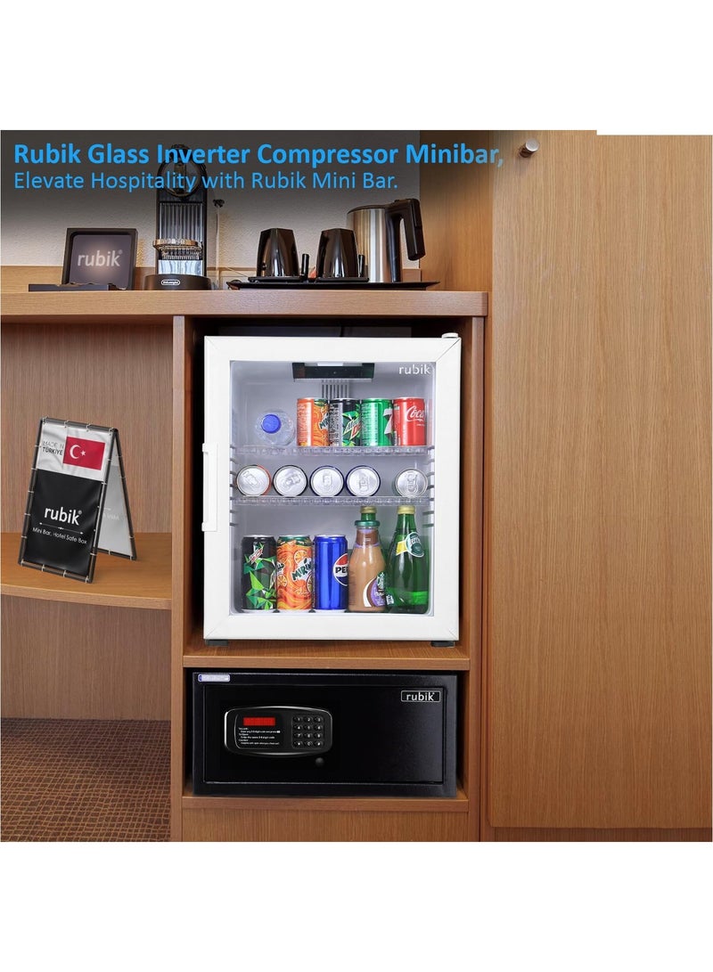 Rubik Glass Door Inverter Compressor Minibar, 5 Years Warranty, Made in Türkiye, RMB-40IC, White  - Image 2