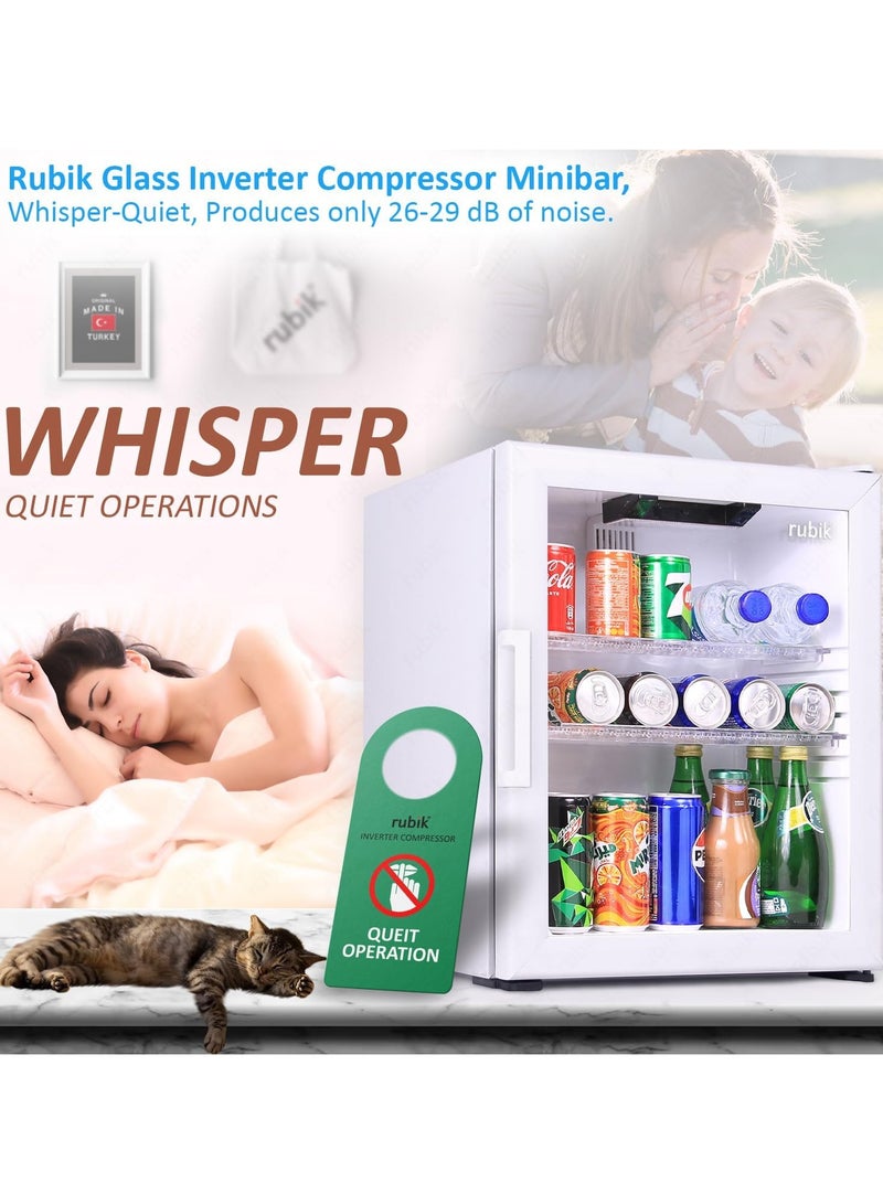 Rubik Glass Door Inverter Compressor Minibar, 5 Years Warranty, Made in Türkiye, RMB-40IC, White  - Image 4